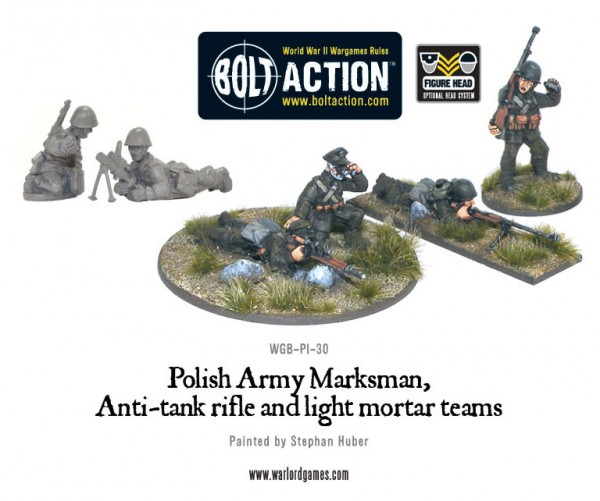 Bolt Action Polish Army HQ, support teams and tank crew