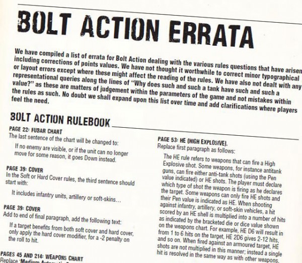 Rules: Bolt Action FAQ update