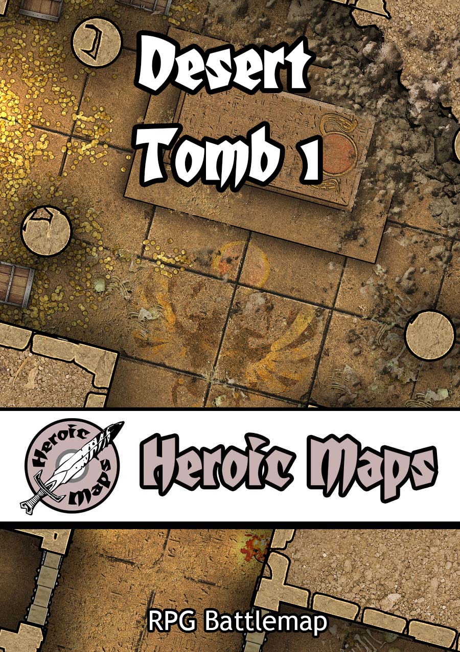 Heroic Maps – 4 Desert Tomb battlemaps