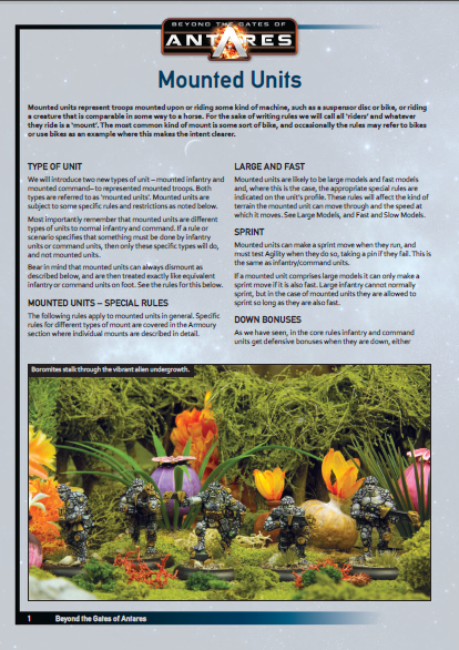 Beyond the Gates of Antares – Mounted Units Rules and Reference Sheets