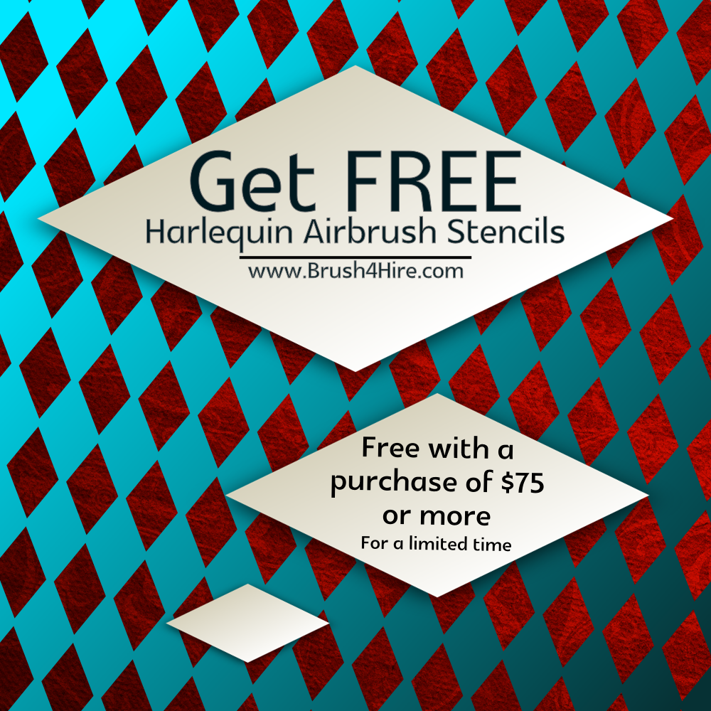 Free Harlequin Stencil with purchase of $75 or more at Brush4hire.com