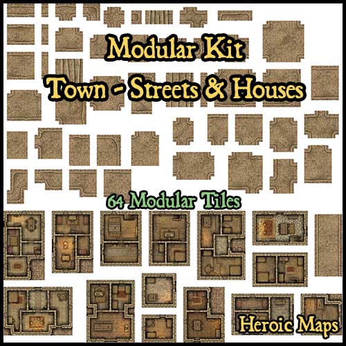 Heroic Maps: Modular Kit: Town – Streets & Houses