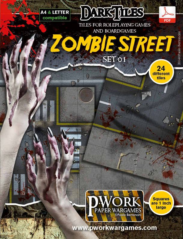 Pwork Wargames Dark Tiles Set: Zombie Street