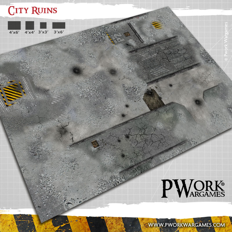 City Ruins: Pwork Wargames SciFi gaming mat