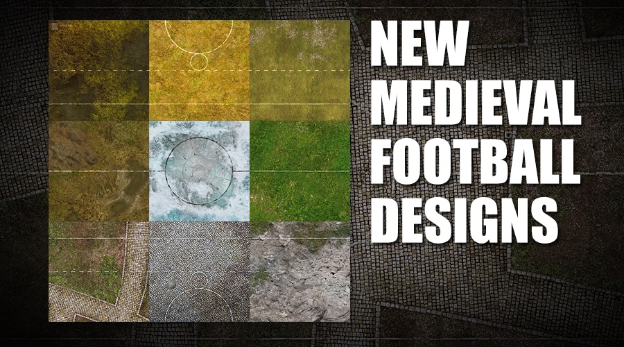 Nine new play mats for fantasy medieval football from Deep-Cut Studio