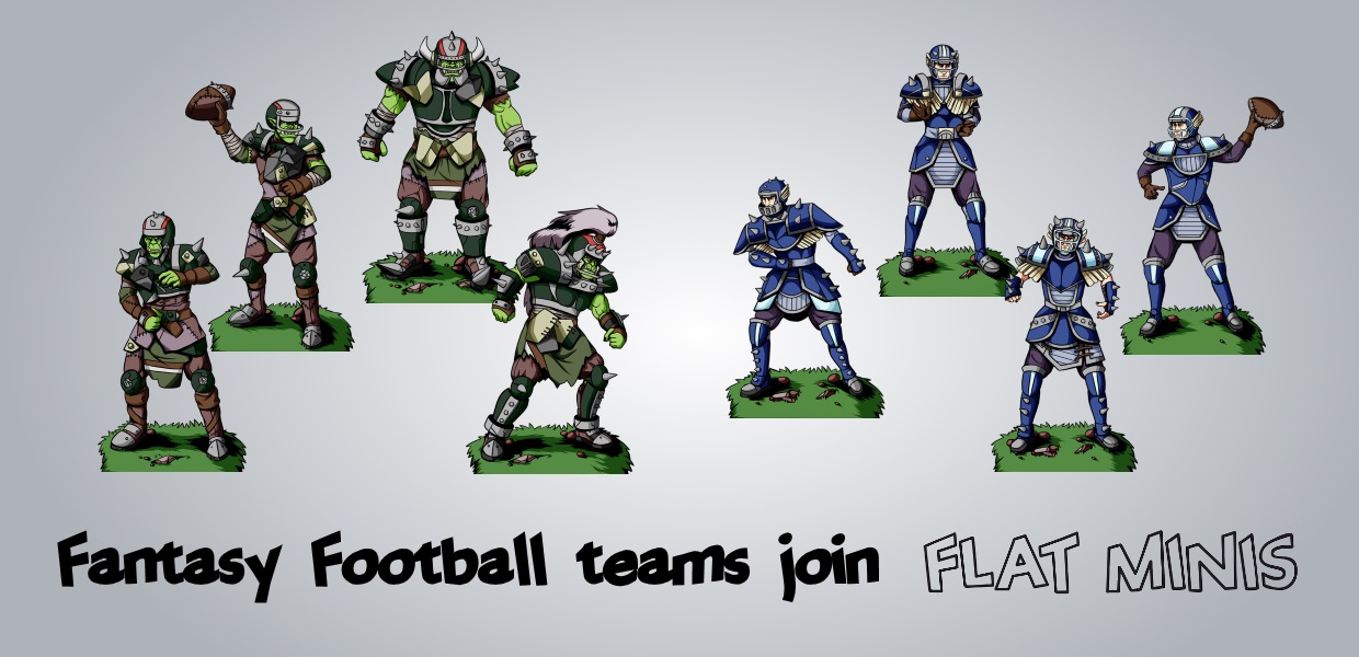 Fantasy Football teams available at Flatminis as 2D plastic miniatures