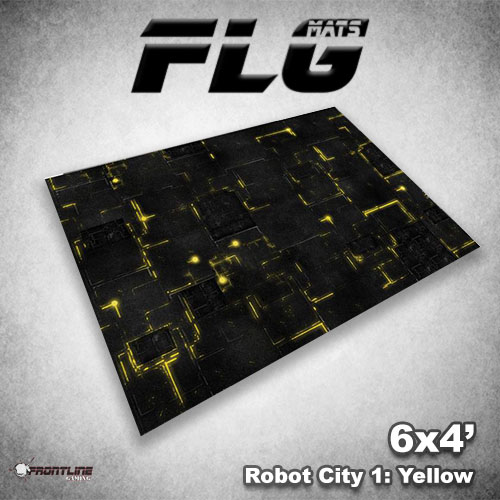 New FLG Mat: Robot City, now in 5 colors in 6×4′, 4×4′ and 3×3′ sizes.