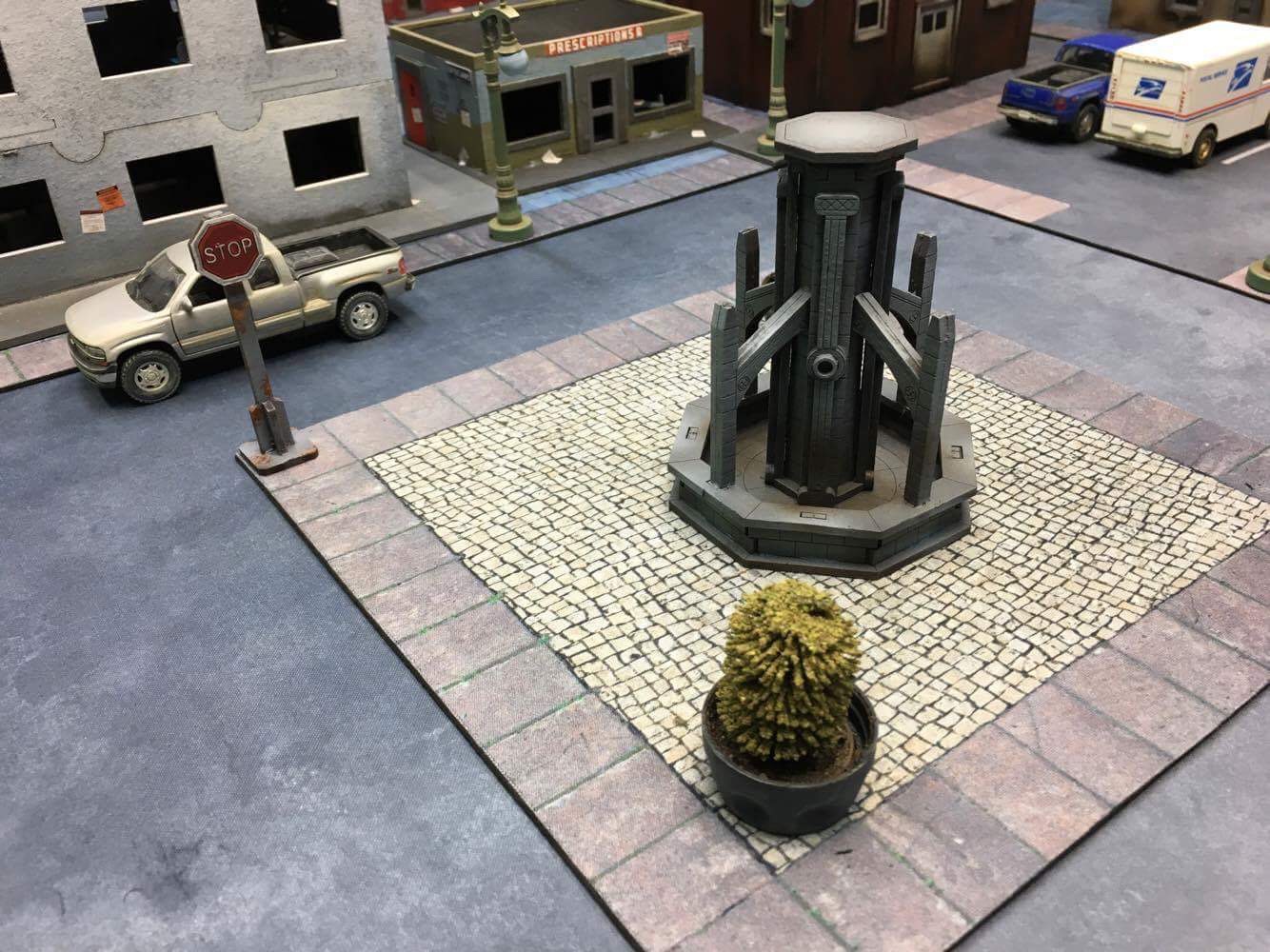 Asphalt gaming mat and 2D terrain tiles to create your own city each game in a different way