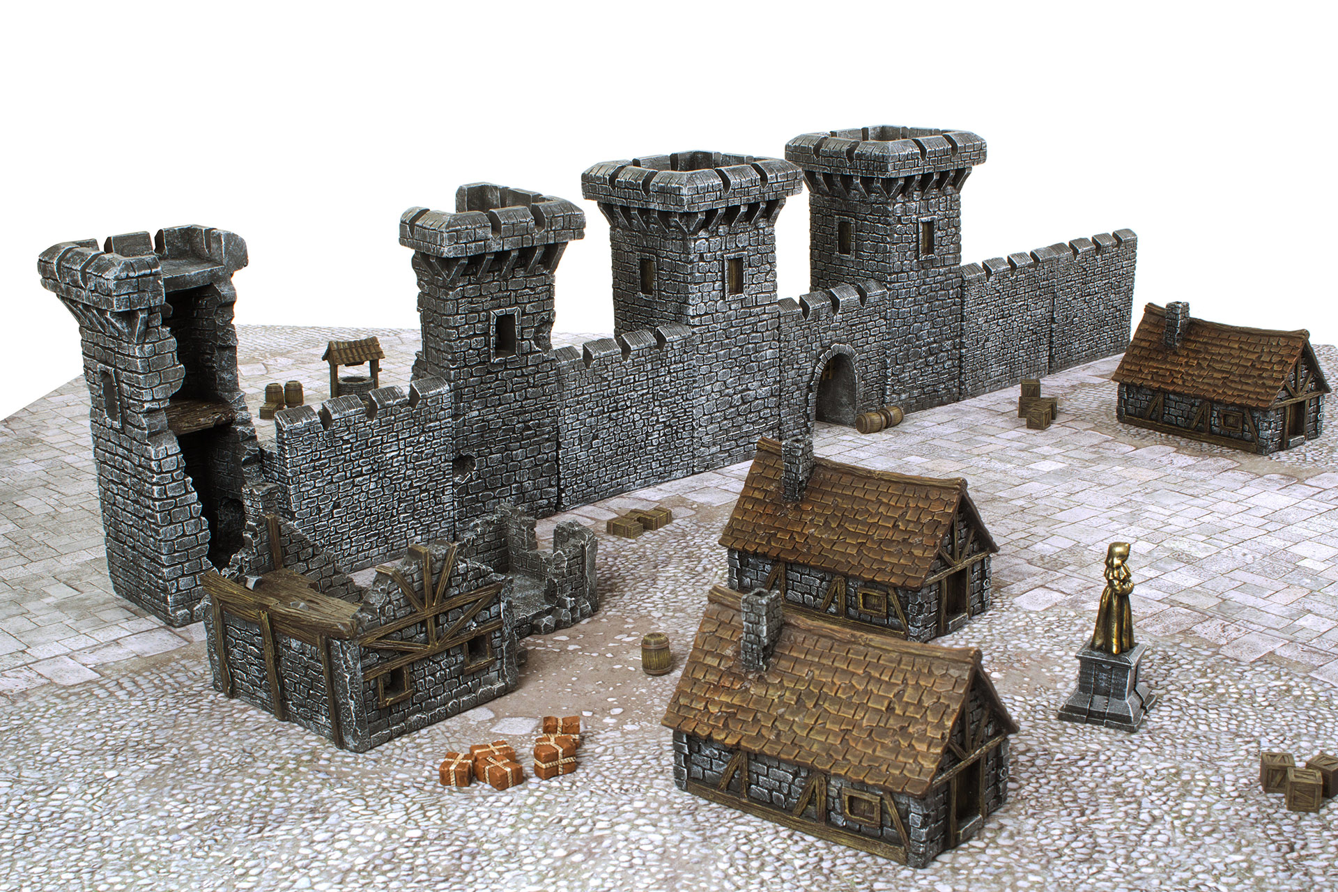 Medieval Town and Castle pre-painted terrain by GAMEMAT.EU