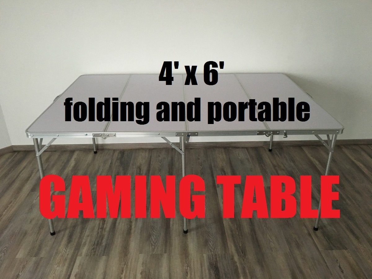 GAMING TABLE: 4’x6′ portable and folding is ready to ship worldwide !