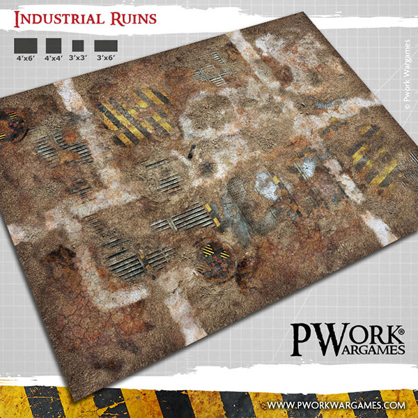 Industrial Ruins: Pwork Wargames SciFi gaming mat
