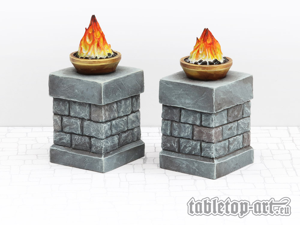 Fire bowls on pillars - Set 1