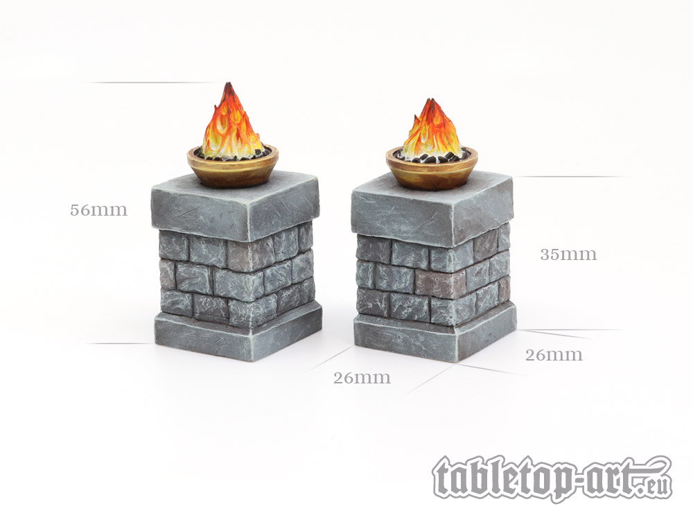 Fire bowls on pillars - Set 1
