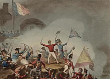 Picton storming the Castle of Badajoz, 31 March 1812