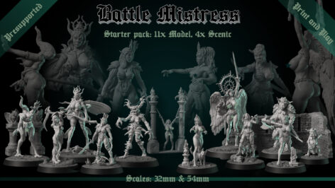 Stl Miniatures: Battle Mistress – Starter Pack 32mm & 54mm